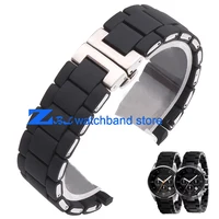 Резиновый ремешок для часов из нержавеющей стали в черном силикагеле для AR5858 мужской 23 мм AR5868 Женский 20 мм ремешок для наручных часов - изображение