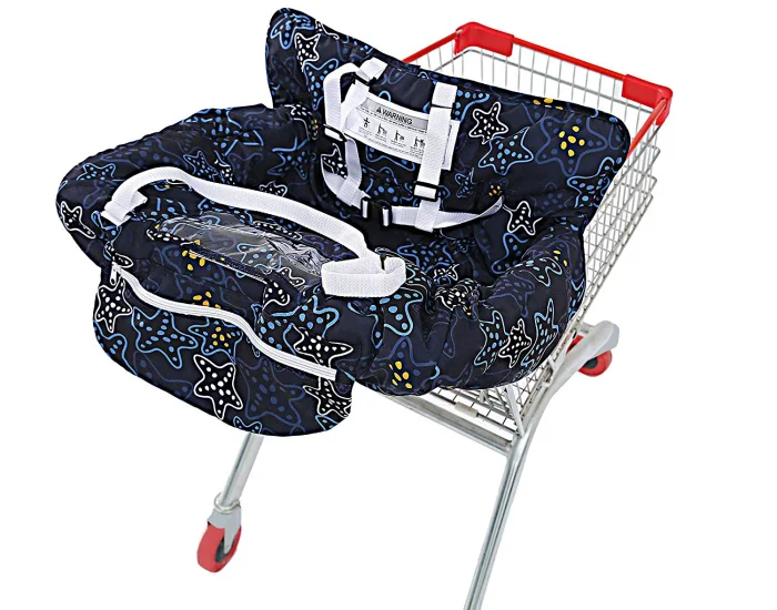 Премиум Starfish Multifunctional 2-in-1 Shopping Cart Seat Cover высокий Чехол для стула для малышей и младенцев-Starnight темно-синий - Цвет: Navy blue starfish