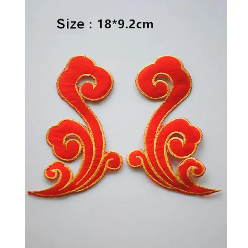

Iron On Flower Patches Costume Appliques 5 Pairs/Lot Mirrow Pair Gold Embroidery Lace Trims Diy Apparel Accessories 18cm*9cm