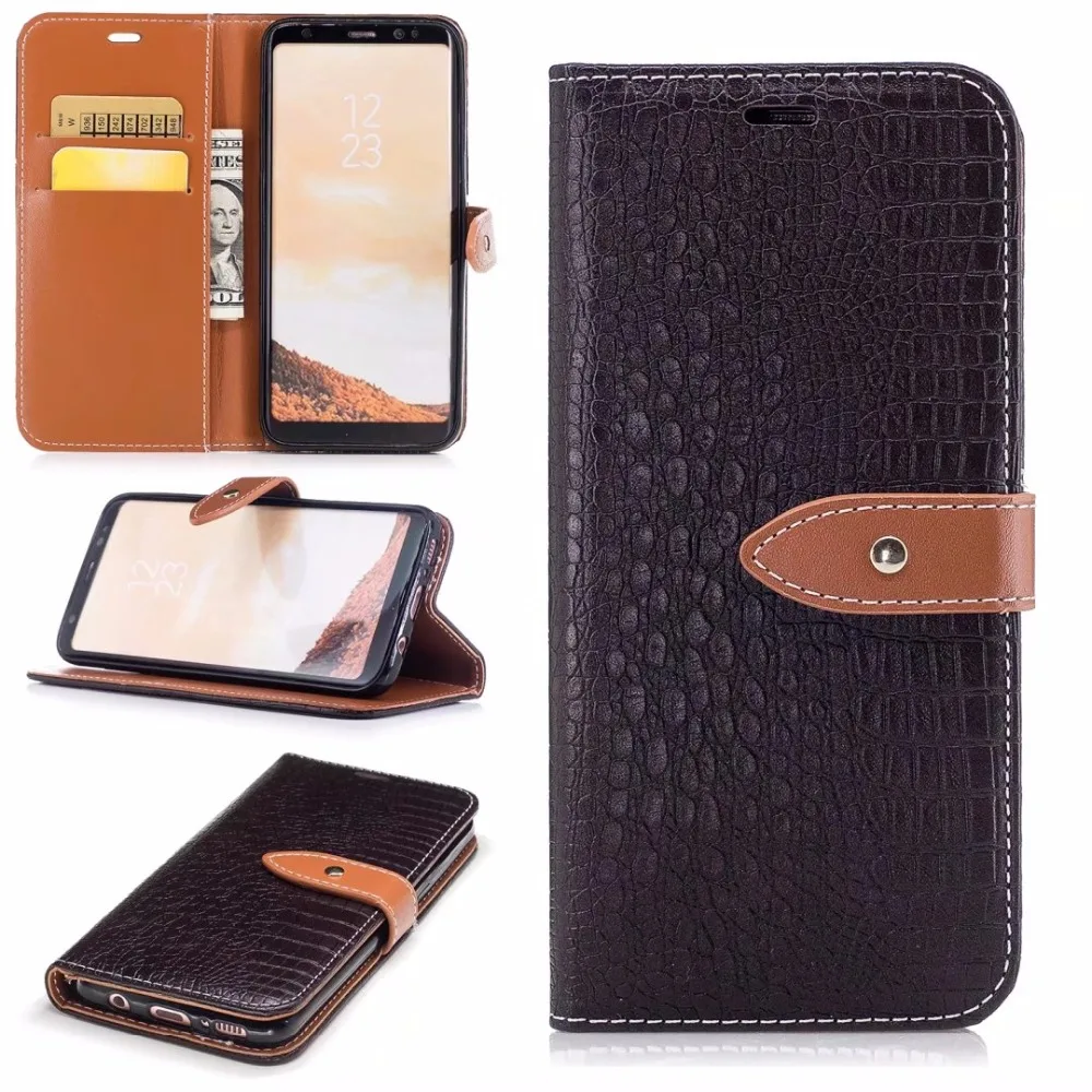 

For Samsung S8 Case Crocodile Pattern Luxury Leather Wallet Flip Card Slots Cover for Samsung Galaxy S8 PLUS S8 Stand Coque