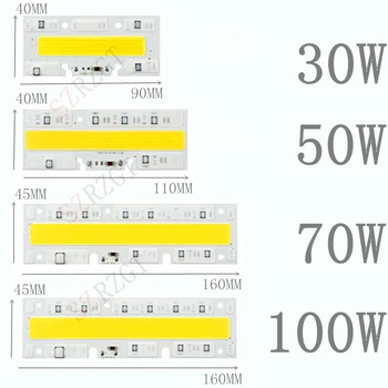 

LED COB Chip Full Watt 30W 50W 70W 100W White Lamp Bulb 220V Input Smart IC DIY Outdoor LED Floodlight Chip