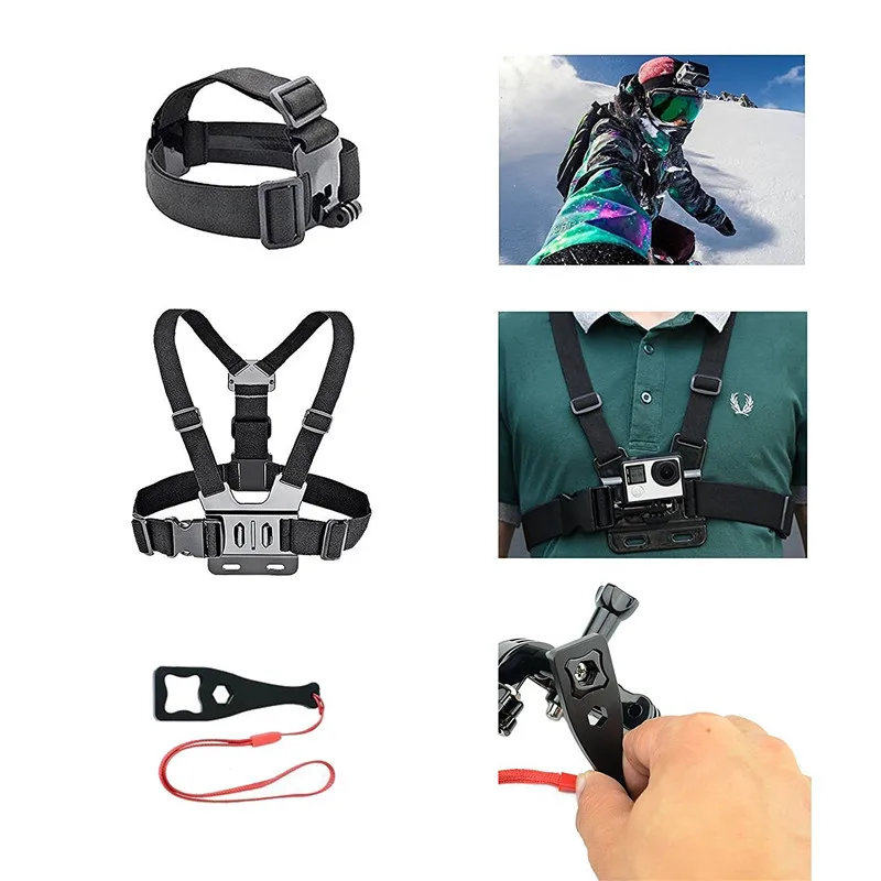 Kit de accesorios GoPro para Go Pro Hero7 6 5 correa de pecho funda de transporte flotante tornillo de agarre de mano 53 in 1 Juego para Cámara de Acción - 4