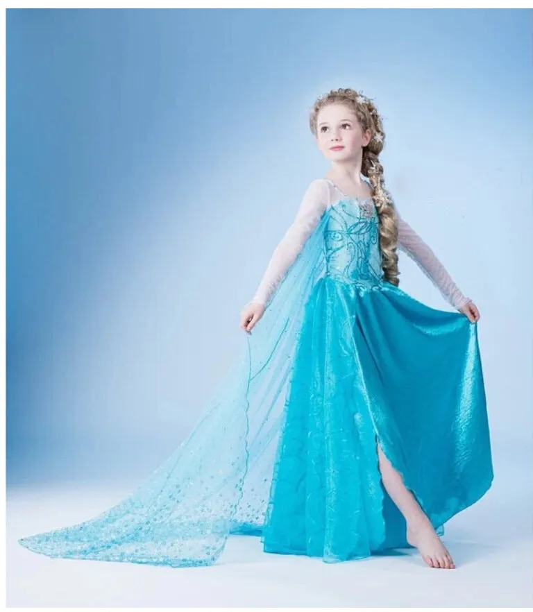 Летнее платье для девочек платья Эльзы и Анны для маленьких девочек детское платье принцессы Детское праздничное платье на день рождения костюм в подарок - Цвет: as pictures