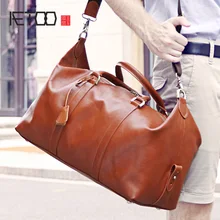 AETOO мужская кожаная Ретро дорожная сумка, переносная сумка на одно плечо, вместительная сумка для багажа, длинная деловая Дорожная сумка на короткое расстояние