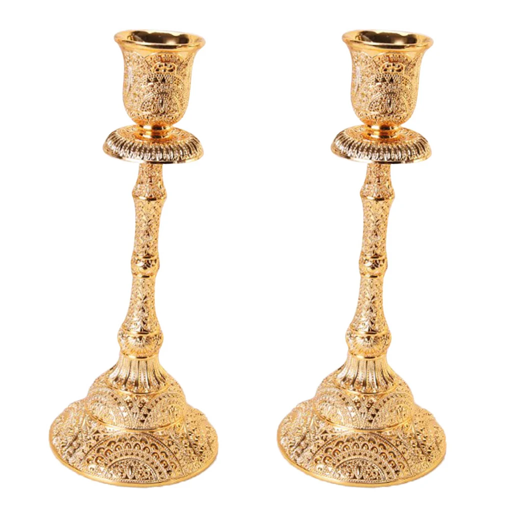 2pcs Luxurious Gold Color Candelabra Candle Holder, Single Arm Gift for Weddings, Home, Party, Spa, Votive Candle Garden