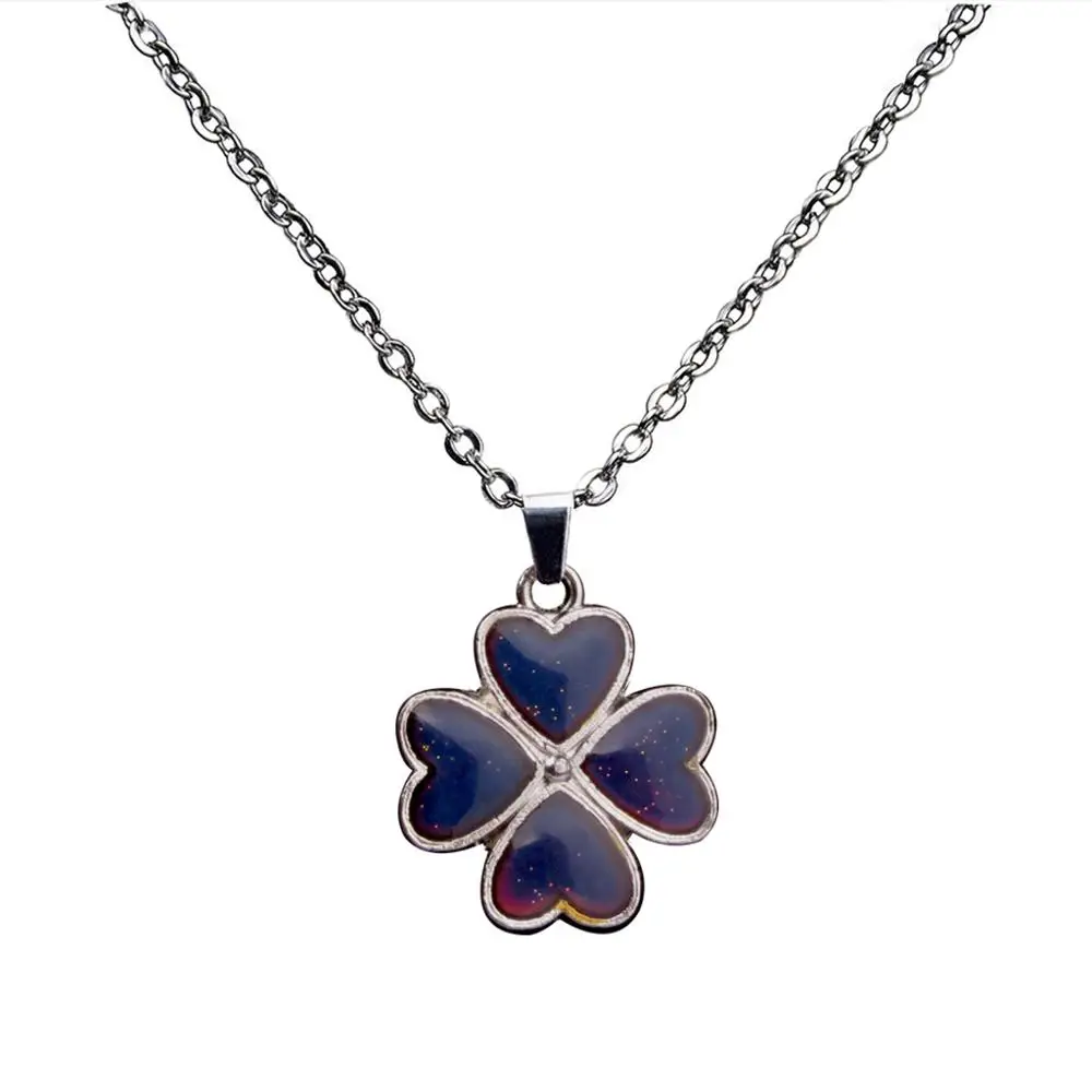 

JUCHAO Mood Necklaces Heart Pendant Necklace Stainless Steel Chain Jewelry Women Punk Jewellery