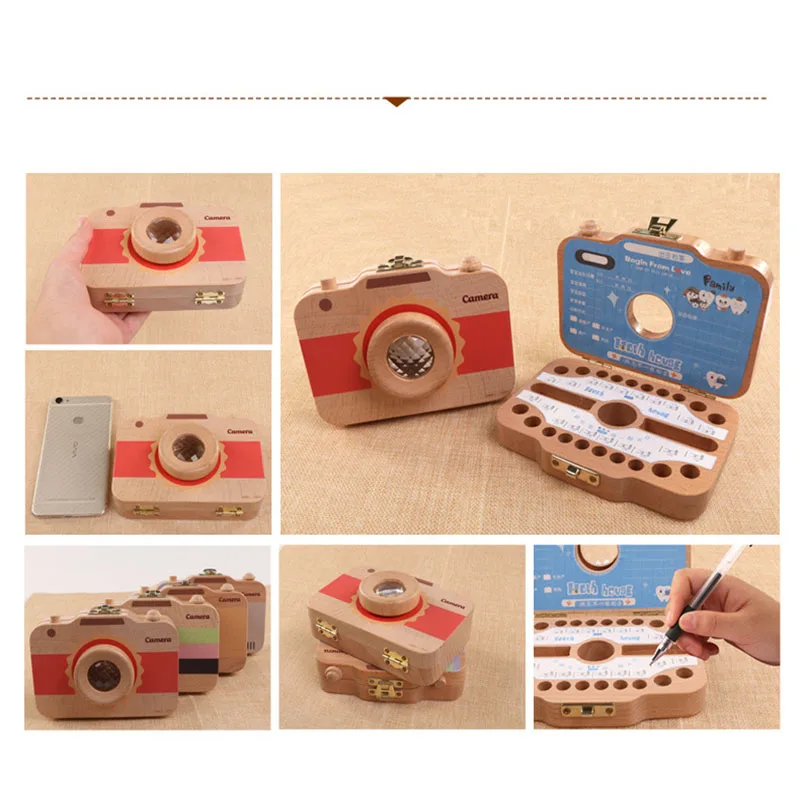 Детская деревянная камера, игрушка, коробка для сохранения зубов, Деревянный калейдоскоп, игрушка для детей, для роста, коллекционный подарок, 15*12*5 см