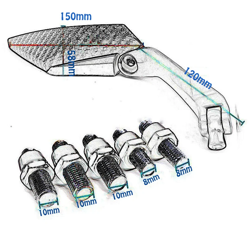 Evomosa на заказ мотоцикл хром копье 8 мм 10 мм заднего вида боковое зеркало для Harley Honda Kawasaki Suzuki Yamaha