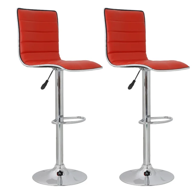 Ikayaa 2 Pcs Bar Stools In Red Leather And High Back Chairs Es Ikayaa 2 Pcs Bar Stools In Red Leather And High Back Chairs Es Stock