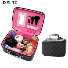 2017 High Quality Woman New Fashion Leather Cosmetic Storage Bag Beautician Professional Organizer for Cosmetics Makeup Bag