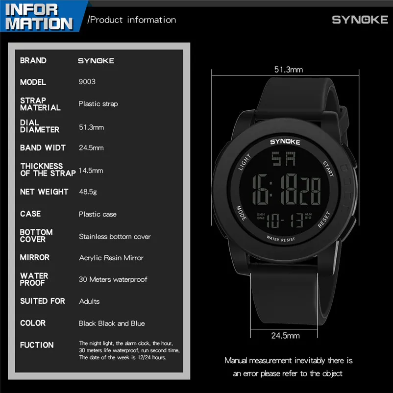 SYNOKE brand men sports watches zone Multi Function Military Sports Watch LED Digital Dual Movement Watch Clock Relogio O29#N (14)