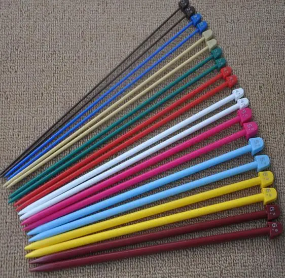 

Wholesale 2pc/size 10 size/set Single Point Knitting Needlework color ABS Straight Needle DIY Knitted NEEDLE-765282