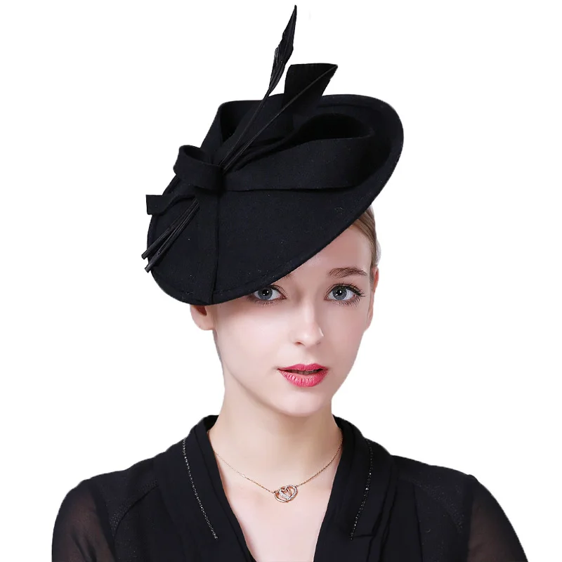 Elegant Women's Wool Fedora - Black Dress Hat for Formal Events