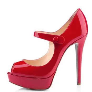 

SHOFOO SHOES,Beautiful fashionwomen's shoes , lacquer leather, 12.5 cm high-heeled women's shoes, round to e pumps. SIZE:34-45