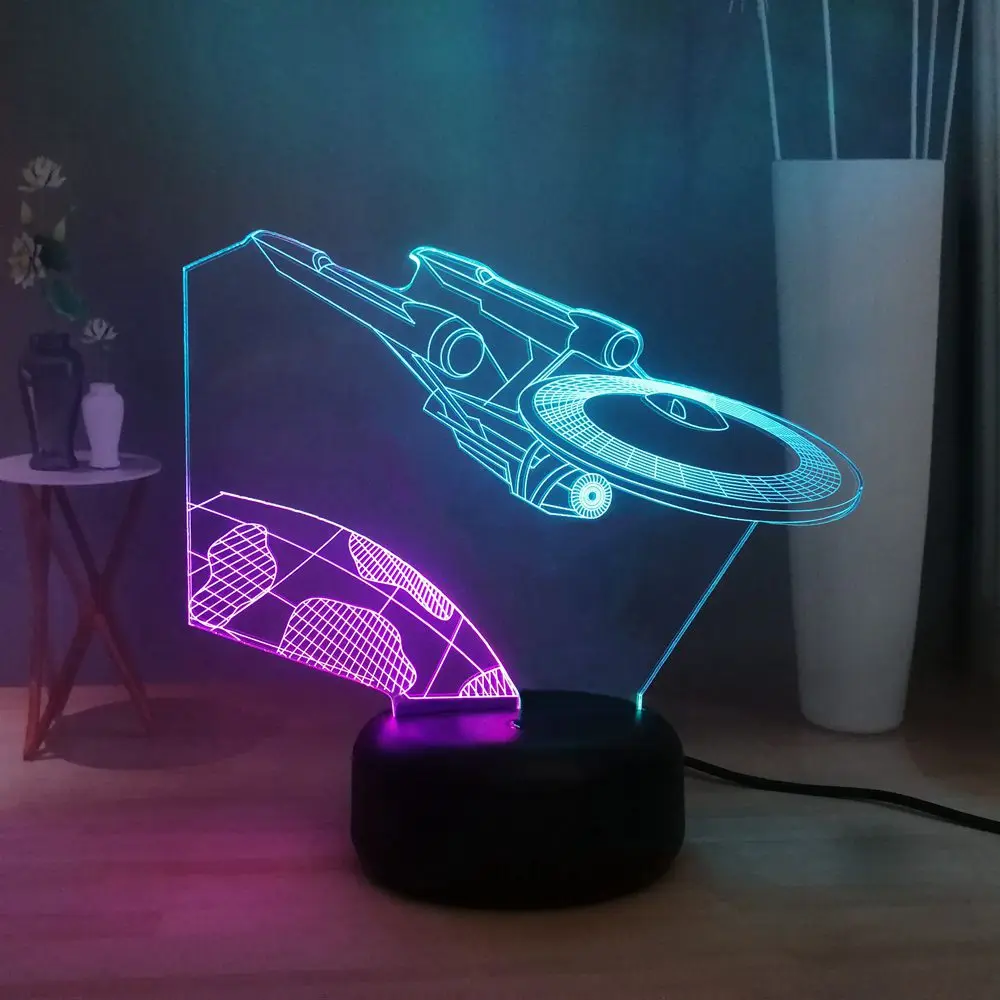 Creative USS Enterprise LED Night Light Star Wars Trek spacecraft Kids Room Decor USB Remote 3D