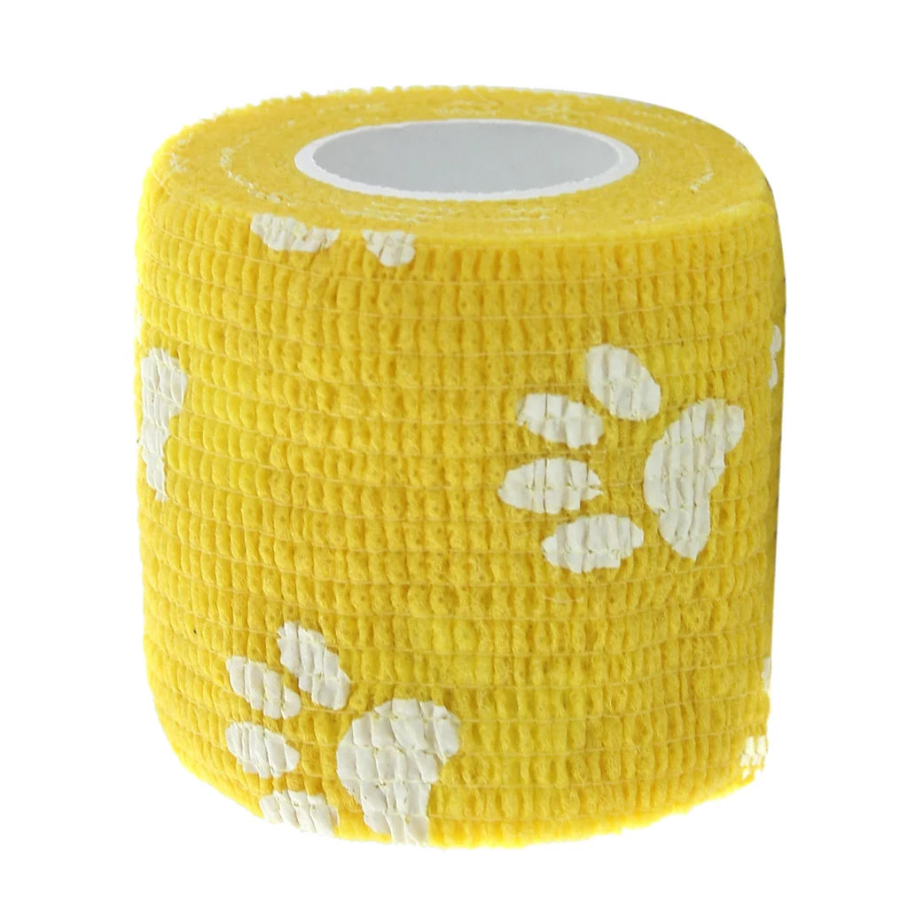 high comfort 4.5m Flexible Medical Care Pet Cat Dog Cohesive Bandage Tape Wrap Yellow High flexibility Permeability