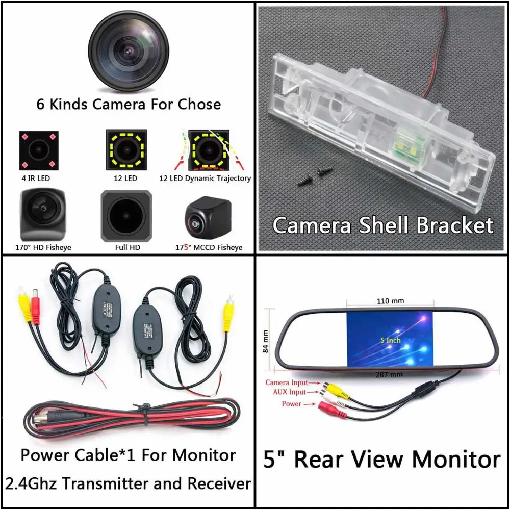 175 градусов рыбий глаз MCCD Starlight Парковка HD Автомобильная камера заднего вида для BMW 1 серии 116i 120i 135i 640i Мини Купер E81 E87 E89 - Название цвета: Cam Wirelss 5 Mirror
