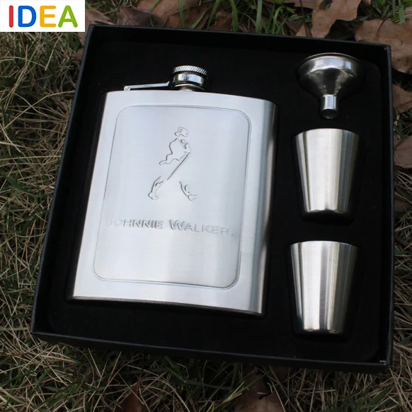IDEA Brand Johnnie Walker Stainless Steel Hip Flask 8 oz Whiskey Liquor