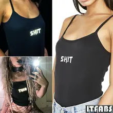 Для женщин пикантные спортивные без рукавов бретели слово модные женские Светоотражающие стрейч-футболка