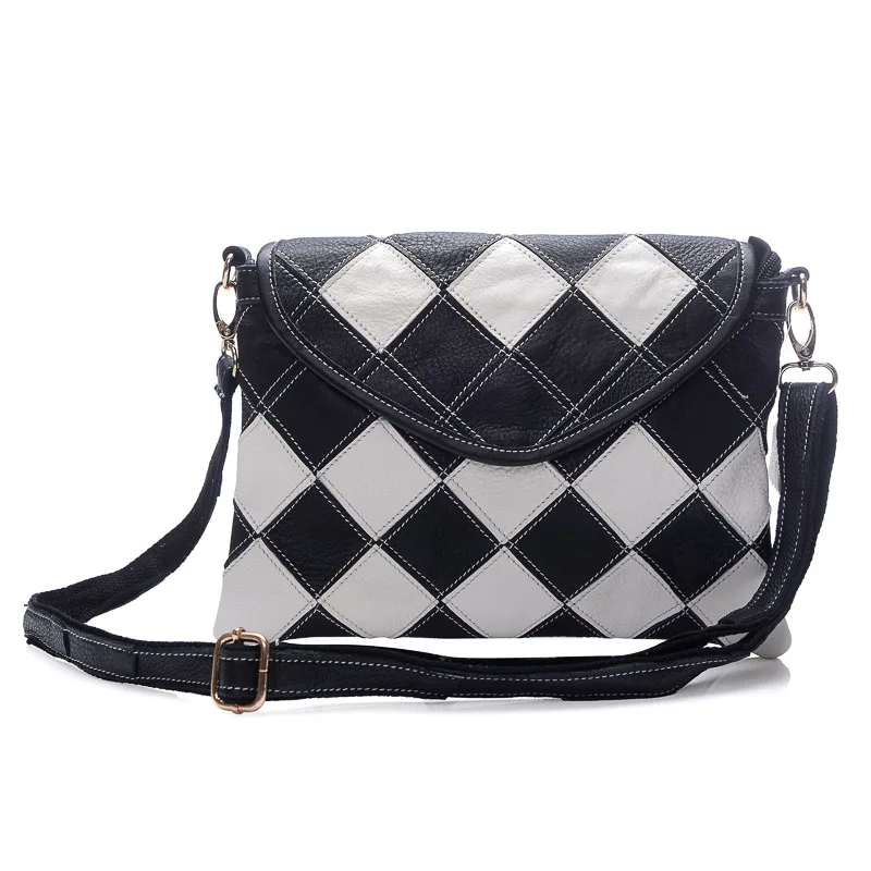 CHSANATO, женская сумка-клатч, натуральная кожа, вечерние сумки, красочные, через плечо, сумка-мессенджер, женские сумки через плечо, сумки-конверты - Цвет: K503 black N white