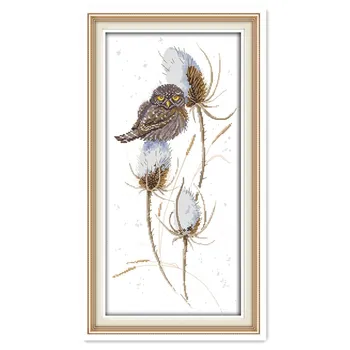 

A bird In The Snow Cross Stitching Home Decor DMC11CT 14 CT Sets For Embroidery Kits Chinese Counted Cross Stitch Patterns Kits