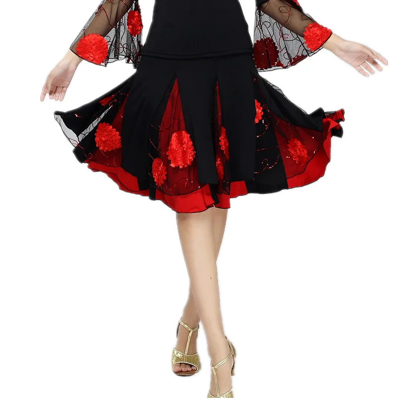 Women Square Dance Costume Skirt Modern Ballroom Dancing skirts Flower