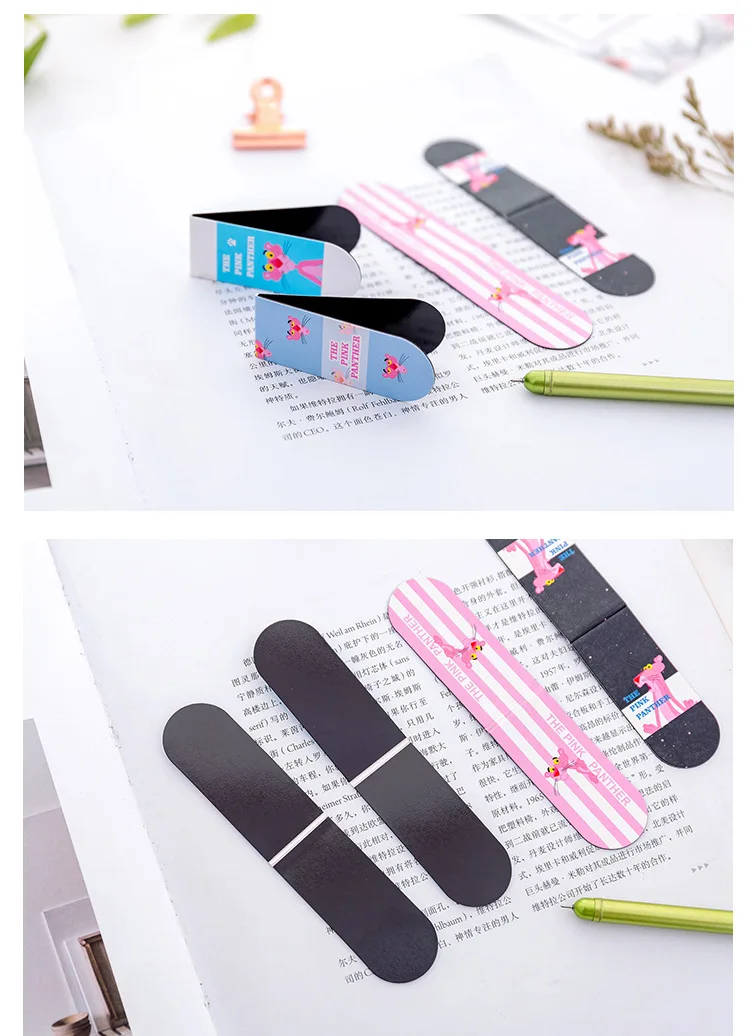 Милый кавайный мультяшный животного Розовая пантера магнитные закладки для школьных учебников поставки Бумага клип креативная Корейская