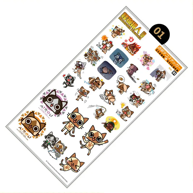 Hot Game Monster Hunter Luxury Stickers For Mobile Phone Laptop Book Plastic Transparent Decal Toy Sticker for Children