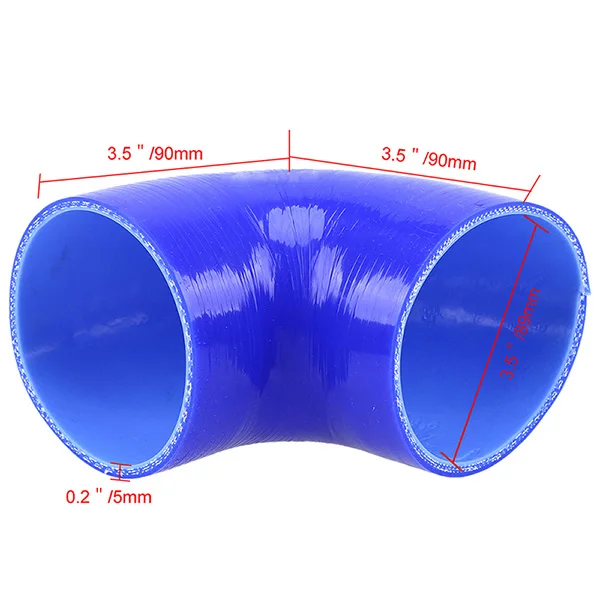 Posbay Универсальный Автомобильный силиконовый шланг постоянного диаметра, муфта турбо-Редукторная труба синего цвета 38-89 мм 1,5 ''-3,5'' 90 градусов
