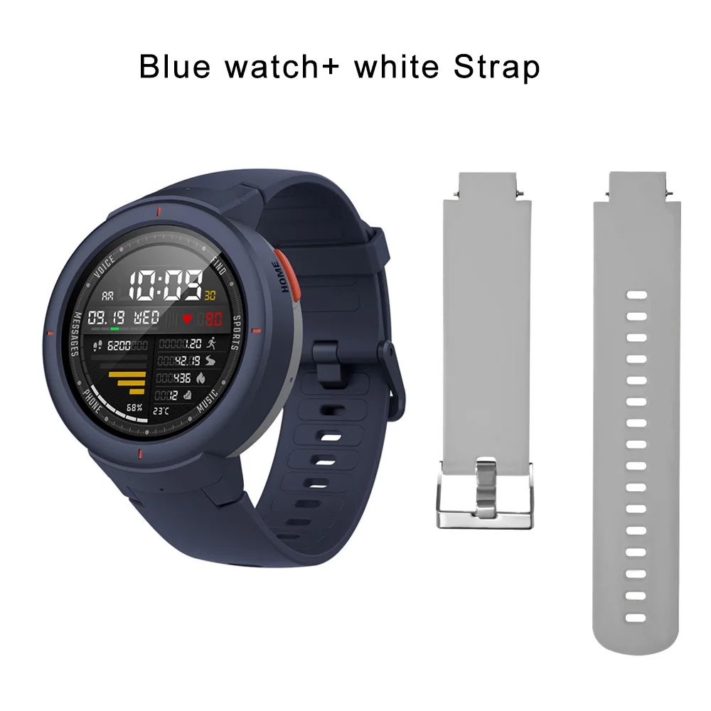 Новые умные часы Hua mi AMAZFIT Verge 3 с gps, IP68 экран, сердечный ритм, ответ на звонки, умные часы, Ask Alexa для mi 8, серый цвет - Цвет: blue N white strap