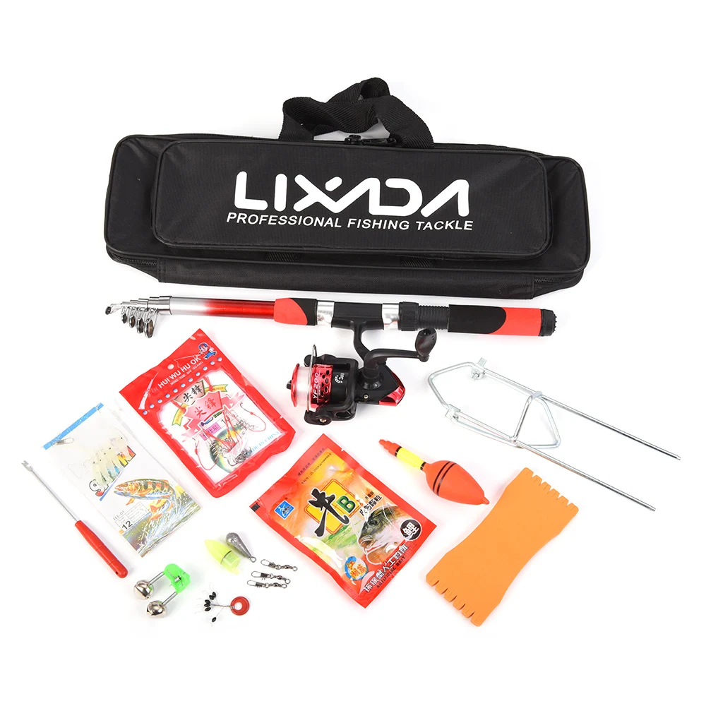 Удочка Lixada Combo комплект рыболовных снастей с 2 1 м телескопическая спиннинговая