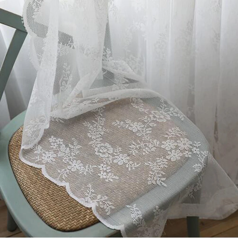 

White lace tulle curtain fixed width beautiful sheer for girl's room fantasy princess style voile curtains for bedroom