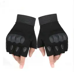 Перчатки на половину пальцев военные тактические перчатки противоскользящие уличные рукавицы зимние термомужские боевые кожаные