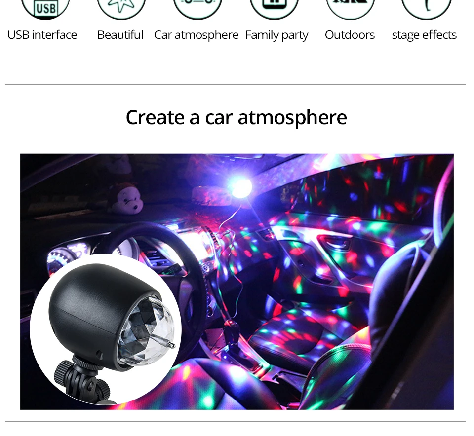 Aceersun светодиодный USB RGB окружающий светильник Автоматическое вращение авто задний светильник автомобильный окружающий светильник CANBUS 5 в флирт Романтика для праздника