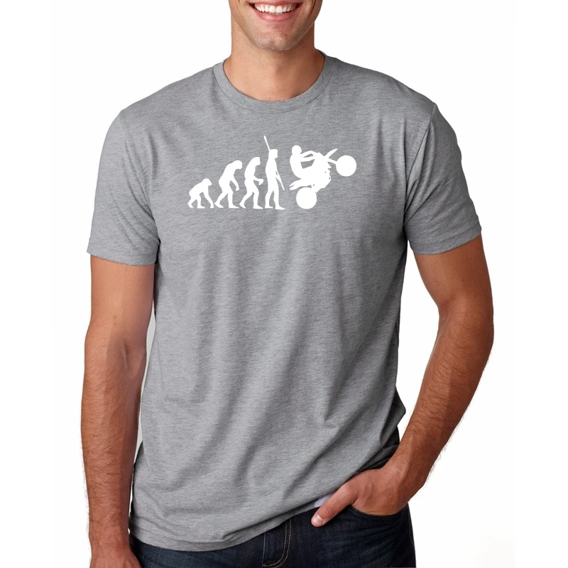 Мода человека Dirtbike Эволюция Забавные футболки для мужчин супер мотоцикл гоночный автомобиль футболка с рисунком на заказ подарок отца KTM хип хоп футболки - Цвет: GRAYFC5986b
