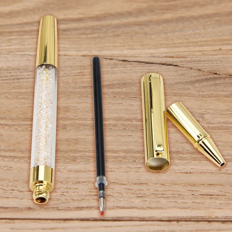 Красивая металлическая гелевая ручка с кристаллами, алмазная ручка для обучения, офиса, ручка для письма, подарочная ручка, школьные канцелярские принадлежности, 0,5 мм, Черная