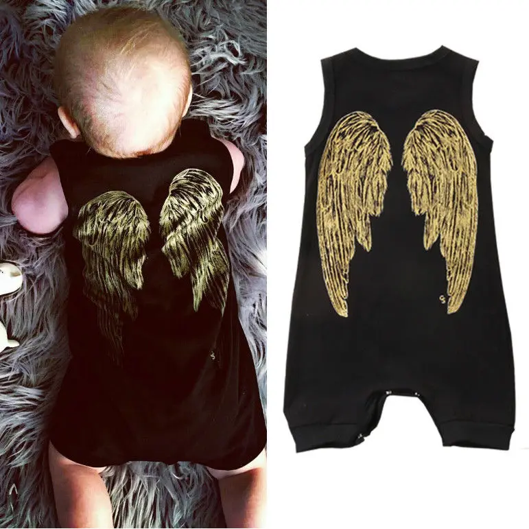 Cute Wings Newborn Toddler Baby Boys Girls Clothes Romper Cute Black Jumpsuits Outfits 0-18M cute black jumpsuits outfits clothing baby kid boy girl wings newborn toddler child infant kids boys girls clothes romper 0 18m