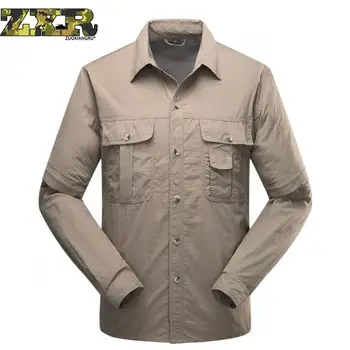 

spring Summer Men Quick Dry Tactical Short Sleeve Military Shirt Men Loose Fashion Casual Shirt Removable Long Sleeve Shirt