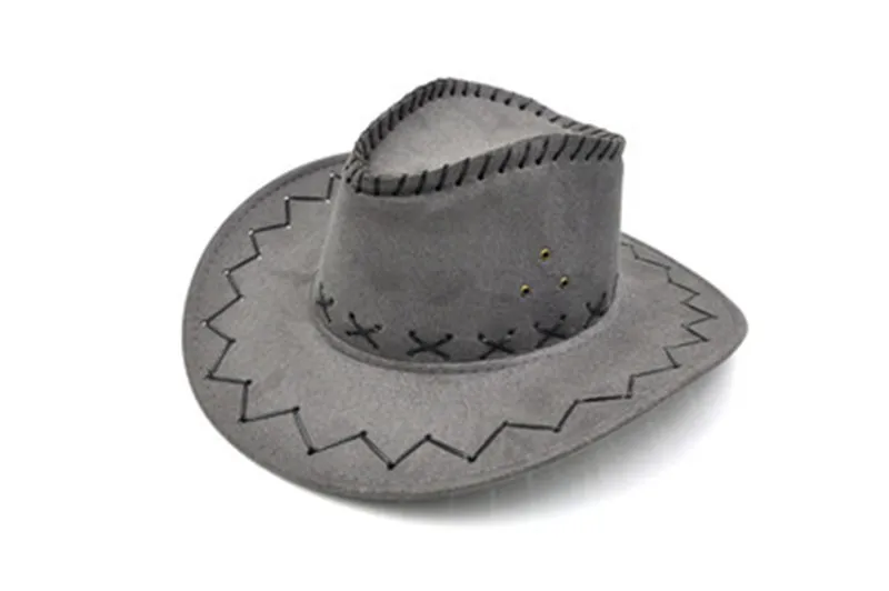 Ковбойская шляпа для мужчин и женщин, общая шляпа, ковбойская шляпа, замшевый вид, дикое западное нарядное платье, Мужские Женские ковбойские шляпы унисекс