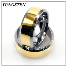YGK ювелирные изделия 10 шт./лот 8 мм Золотое вольфрамовое двухцветное кольцо с полированной отделкой мужское кольцо классическое обручальное кольцо