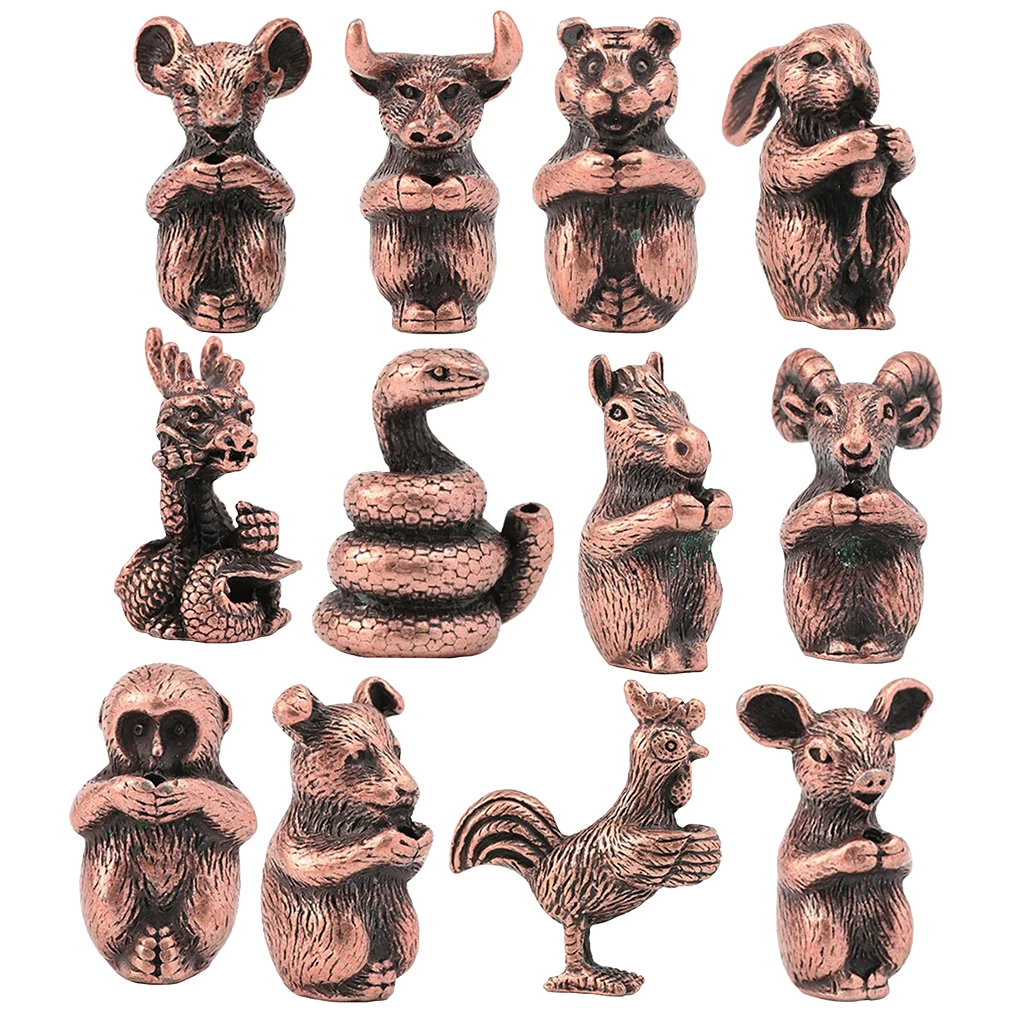 Copper Chinese Traditional Twelve Zodiac Animal Figurine Incense Stick Stand Holder
