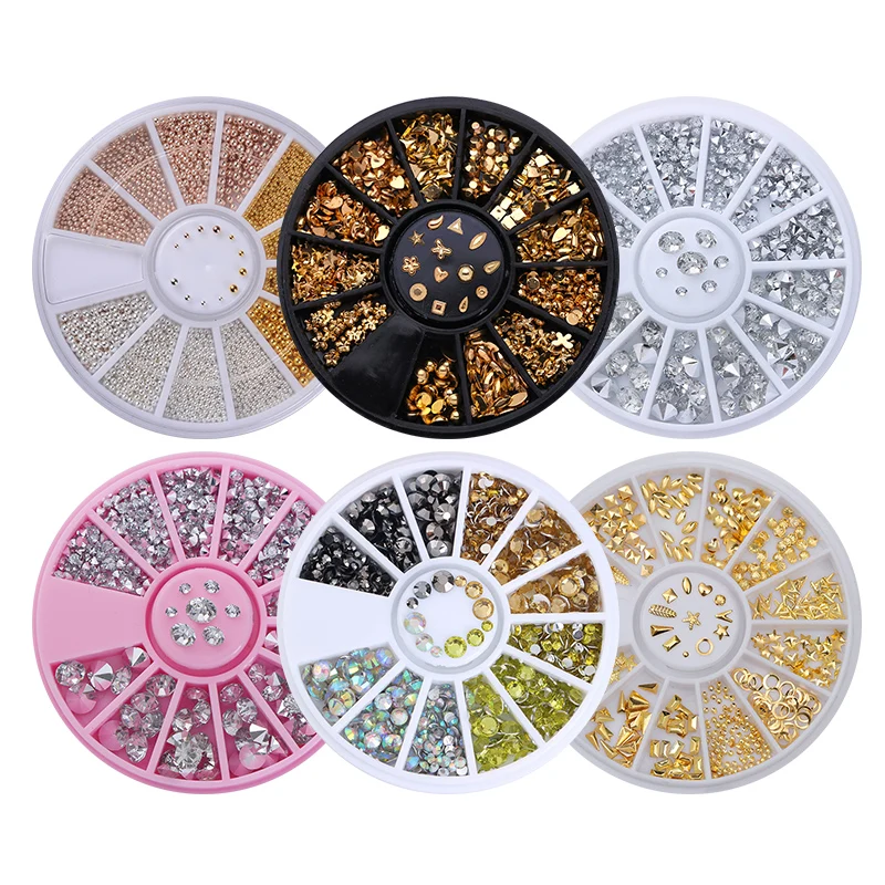 

Jelly Color Rhinestones Flat Bottom Metal Studs Laser Rivet Beads Decor Manicure Nail Art Decoration in Wheel