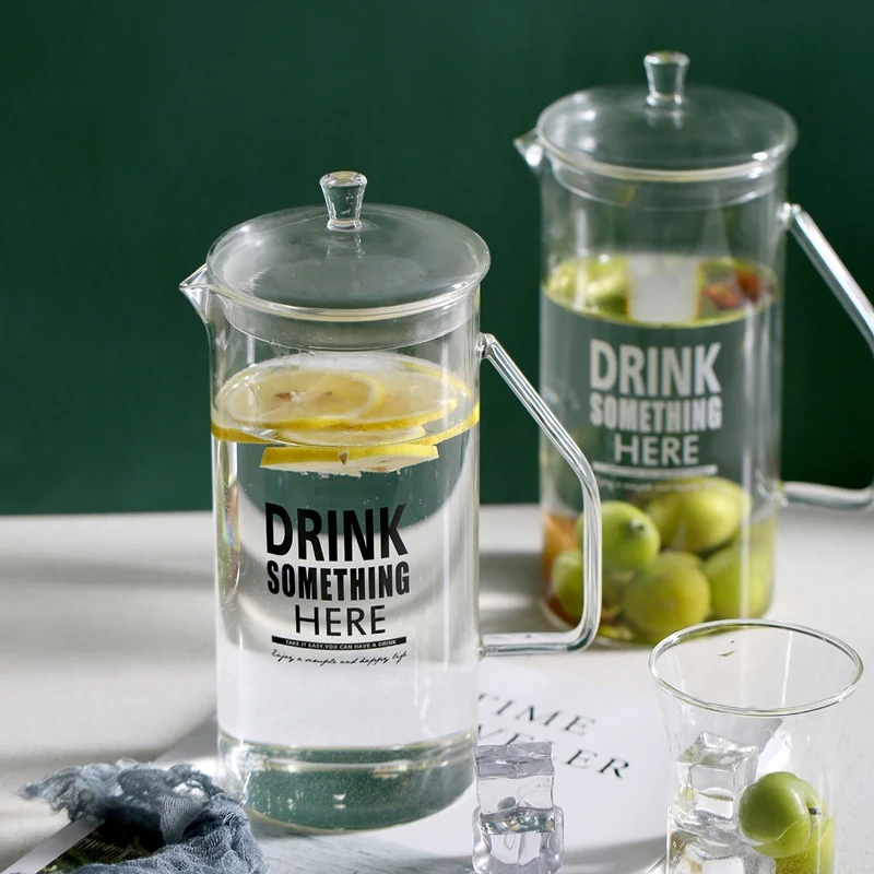 

1.2L Glass Jug With Lid,Borosilicate Glass Jug Wine,Juice,Milk,Cold Water,Hot Coffee Jug