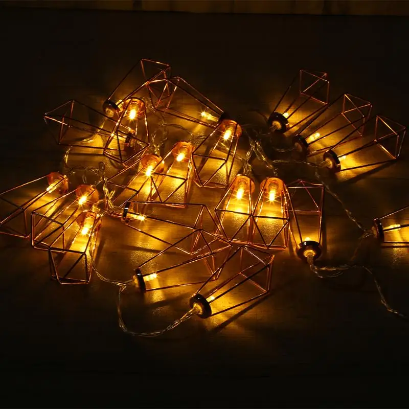 

2m 20 LED Battery Fairy Lights 20 Rose Gold Metal Frame Light String for Party Night Xmas Wedding Garden New Year Decorations