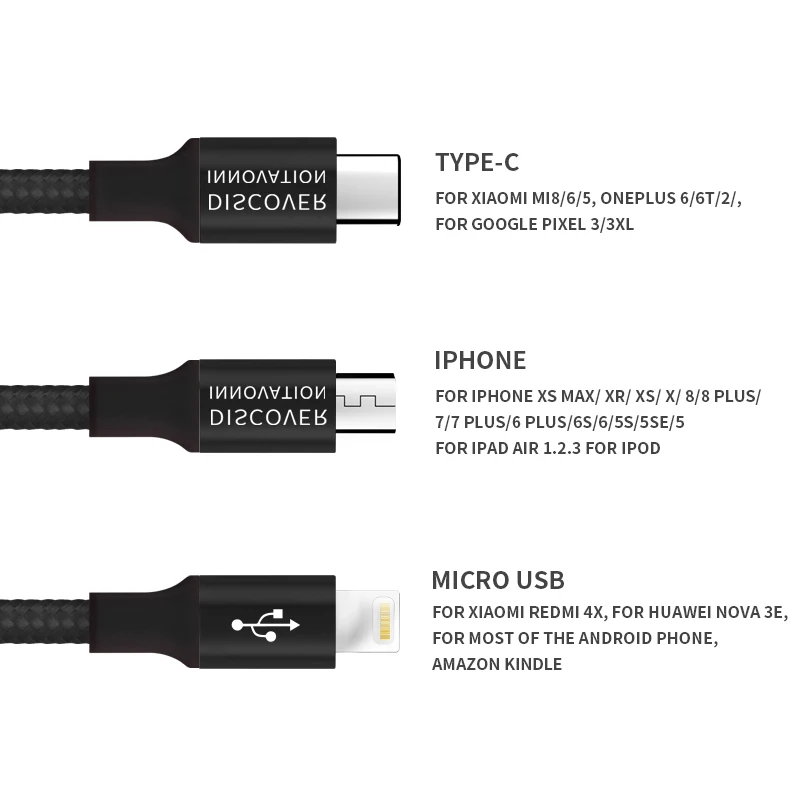 NILLKIN 3 في 1 كابل يو اس بي ل فون سامسونج Xiaomi هواوي الهاتف المحمول الكابلات مايكرو نوع C كابل بيانات USB كابل شحن سريع