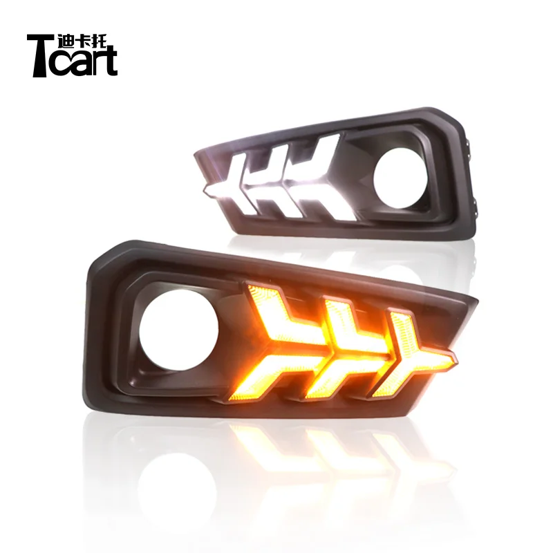 

Tcart 2pcs LED Daytime Running Light For Honda Amaze 2018 2019 flashing Turn Yellow Signal Function Car DRL Fog Lamp Decoration