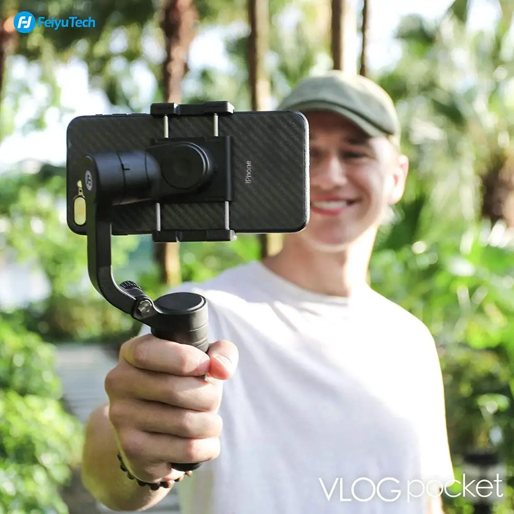 FeiyuTech Vlog карман для смартфона Gimbal 3-осевой портативный монопод с шарнирным замком; розовые складные стабилизатор для Android 240 г Полезная нагрузка