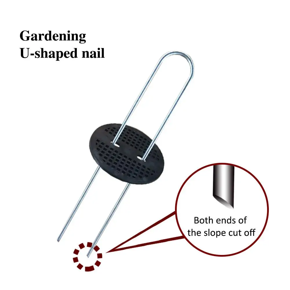 Garden Staples Plastic Landscape Lawn U Shaped Pin with Plastic Gasket for Anchoring Landscaping Ground Covering Weed Barrier