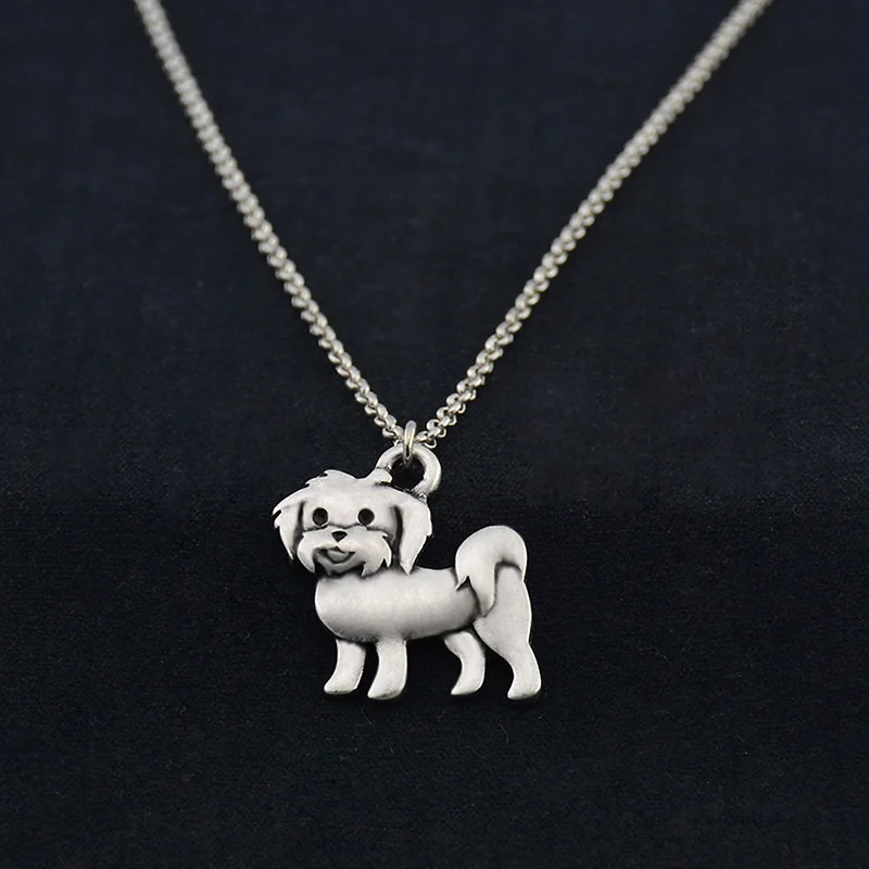 Vintage Silver Boho Maltese Dog Charm Pendant Choker Necklace Long Stainless Steel Chain Men For Women Men Jewelry Gift Gothic - Image 5