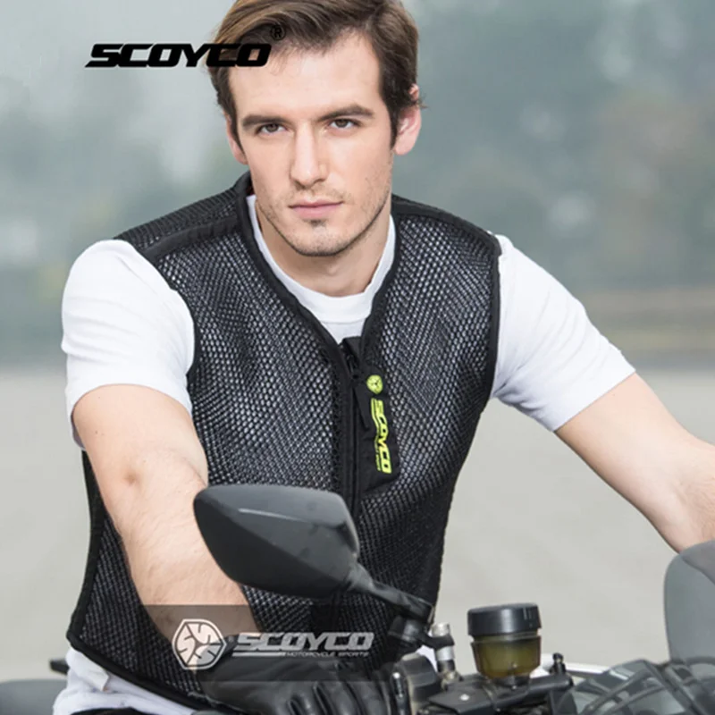 SCOYCO  Motorcycle Protective Jacket Black Breathable Motorcycle Vest Grid Material Motobike Vests Motorbike Waistcoats JK56